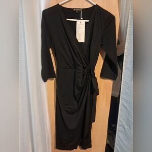 NWT Berydress black faux wrap dress